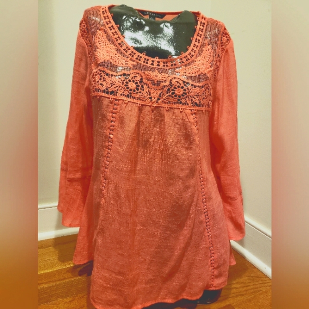 🧡Zac & Rachel lace peach blouse size small